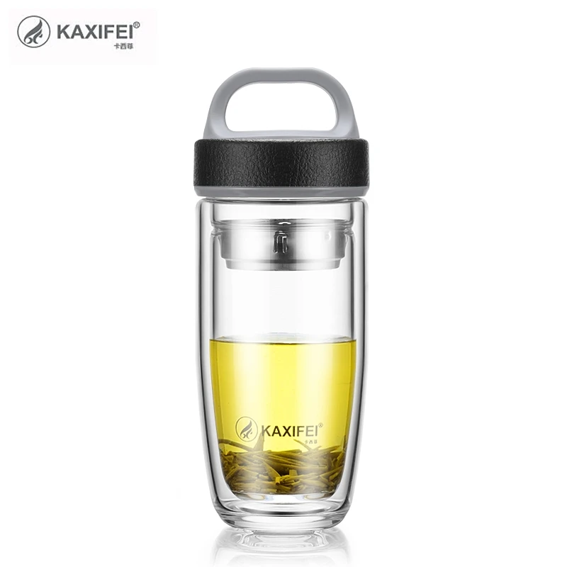 

2019 New Double Glass Water Bottle Brief Leakproof Bottle For Water With Stainless Steel Tea Filter Drink Bottle Tumbler