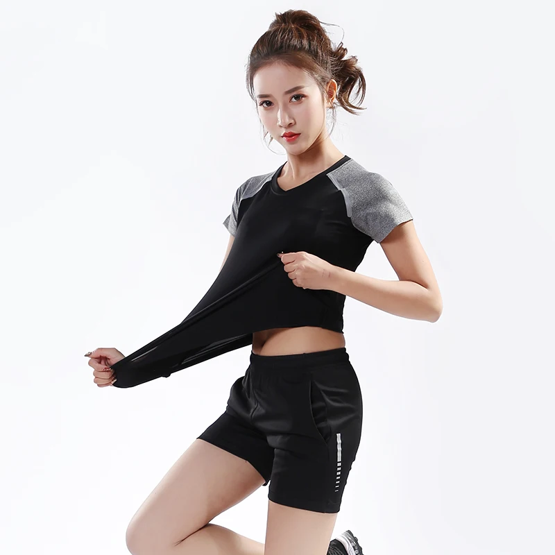 

Women Sport Fitness Set Shirts& Shorts M-4XL Gym Wear Yoga Running Workout Sportswear Tracksuit Jogging Women Quick Dry Sets