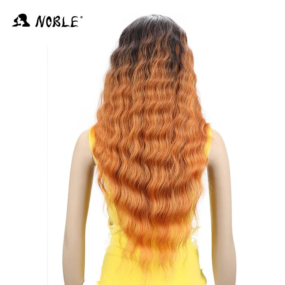 Благородный 28 "длинный Природный глубокая волна жаропрочных Синтетический Синтетические волосы на кружеве парики для Для женщин боковая