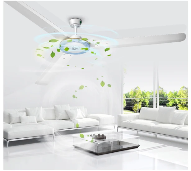 Потолочный вентилятор, 5-уровневый домашний электрический потолочный вентилятор для гостиной, ресторана отеля, с тремя лопастями - Цвет: Белый