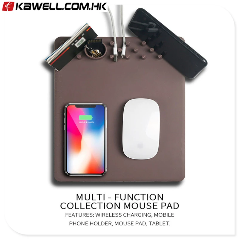 

100 pcs a lot Hot sell Anti-Slip Wireless Charger Mouse Pad Qi Wireless Charging MousePad Holder Stand Pad