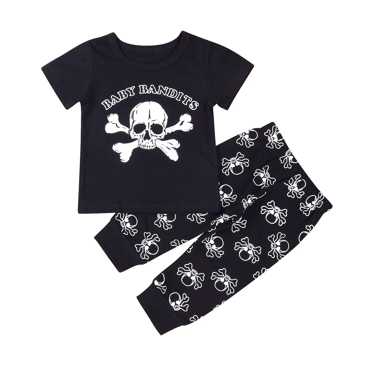 Toddler Newborn Baby Boys Skull Outfits Clothes T shirt Tops+Long Pant