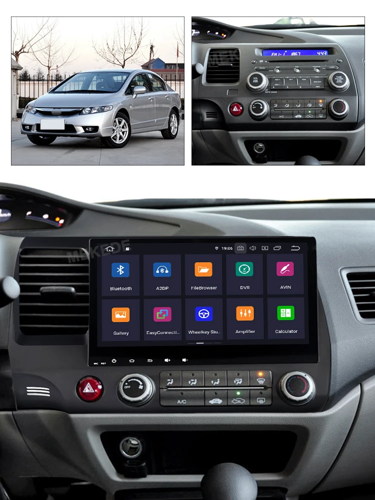 Discount Mekede 10.1 Inch 2Din Android 9.0 Car Radio Quad-Core HD 1024*600 Tochscreen GPS Multimedia Player For 2006-2011 Honda Civic 8