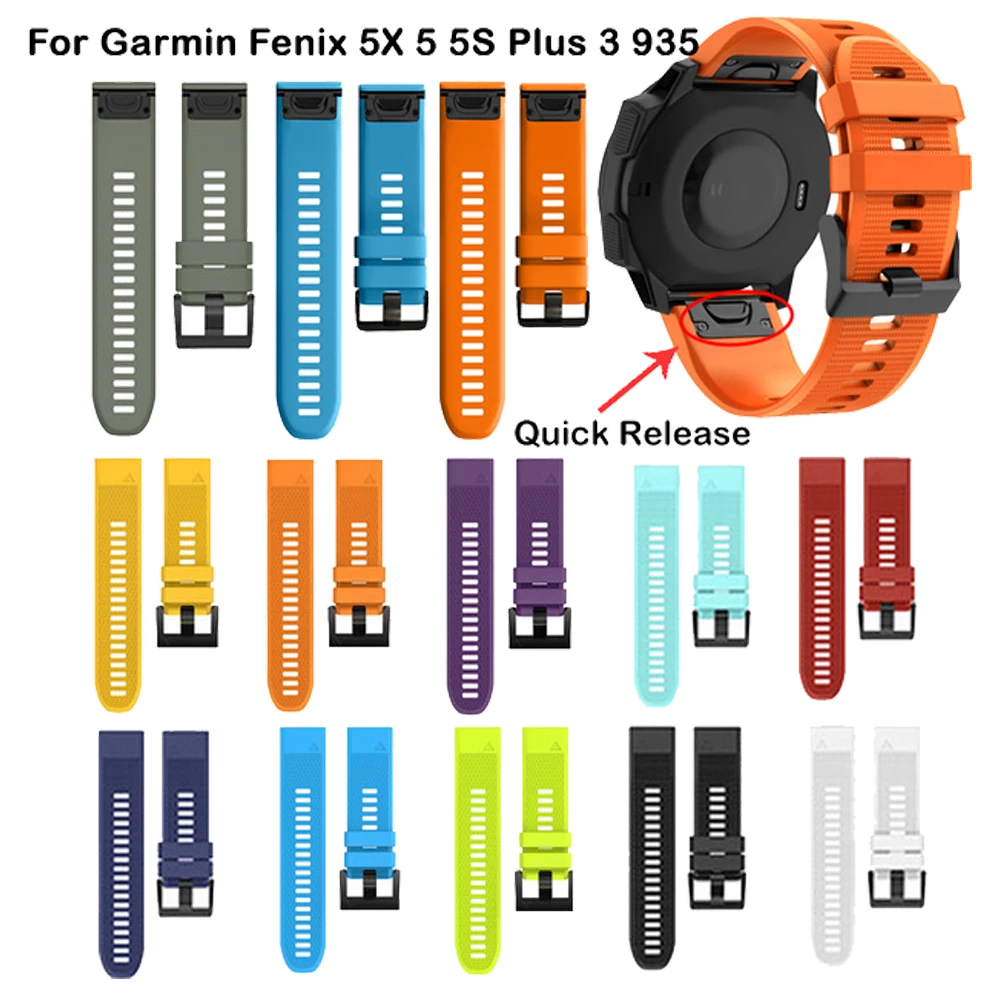 26 22 мм ремешок для Garmin Fenix 5 5X 5s 3 3 HR для Fenix 5X Plus часы Quick Release силиконовые Easyfit ремешок на запястье