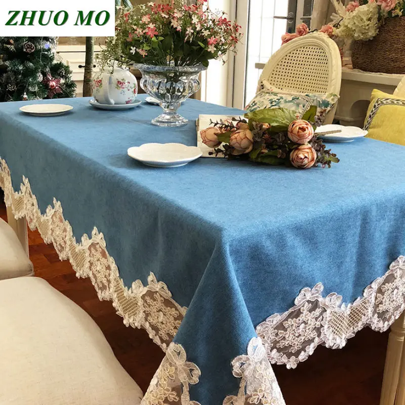 ZHUO MO European new lace edg Table Cloth Rectangular Table Cover for home Decoration Towel Home Textile Decorative Table Cloth