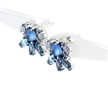 Pendientes de plata Con la luz de La Luna Azul Y Blanco Pendientes de Cristal Original 925 Pendientes de Plata Esterlina Joyería Al Por Mayor