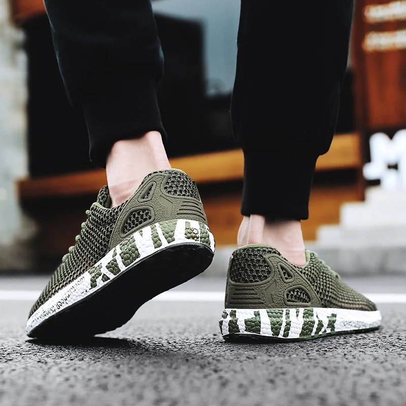 POSTOBON Fashion Air Mesh Men Shoes Non Slip Rubber Sole Man Shoes 2019 Summer Male Black Shoes Slip on Sneakers