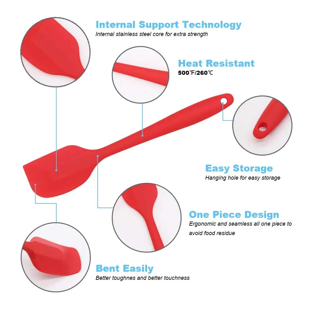 Набор силиконовых шпателей, 5 шт. термостойких шпателей, ложки для выпечки, силиконовая щетка, антипригарная Гибкая резиновая шпатель