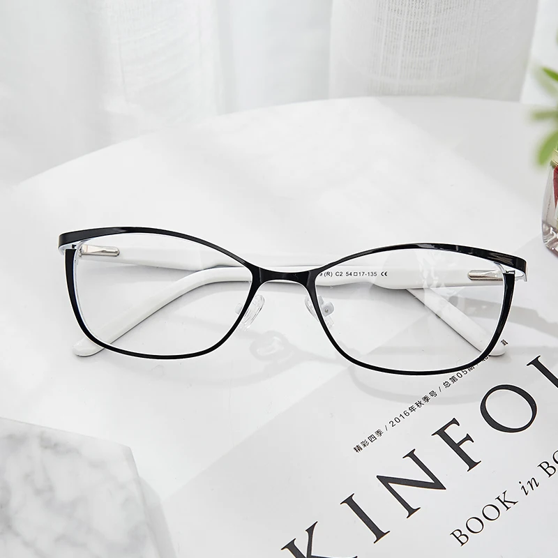 Металлическая оправа для очков женские брендовые дизайнерские винтажные очки с кошачьим глазом Розовые полные близорукие оправы