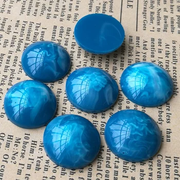 

100pcs/lot Diameter 20mm Round blue and white color Resin Stone Cabochon Dome Flat back beads DIY Jewelry Finding Cameo Pendant