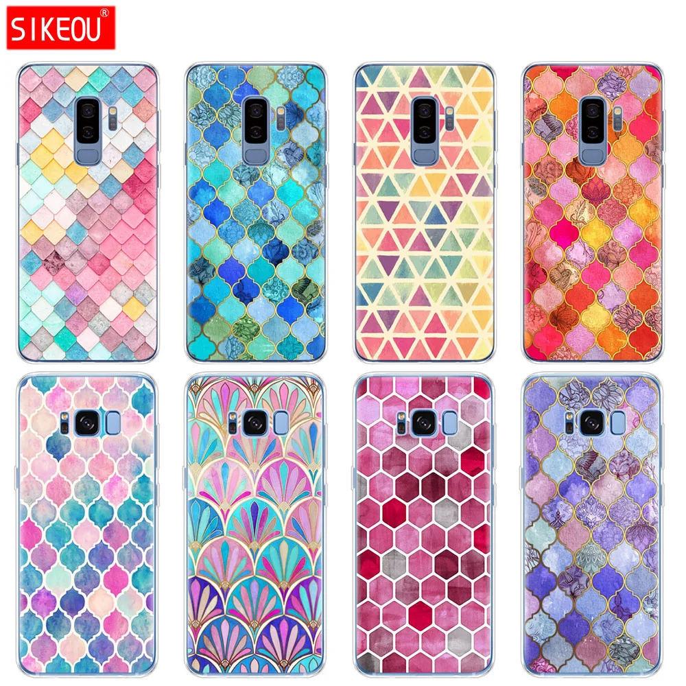 silicone case for Samsung Galaxy S9 S8 S7 S6 edge S5 S4 S3 PLUS phone cover Rainbow Pastel Watercolor Moroccan | Мобильные телефоны