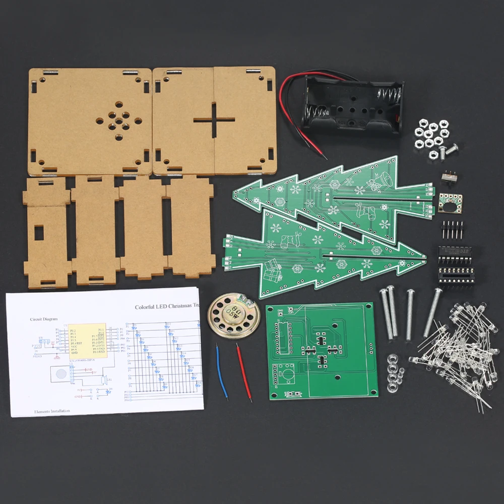 DIY Набор для рождественской елки, красочный легкий светодиодный светильник, Акриловая Рождественская елка с музыкальным электронным обучающим модулем