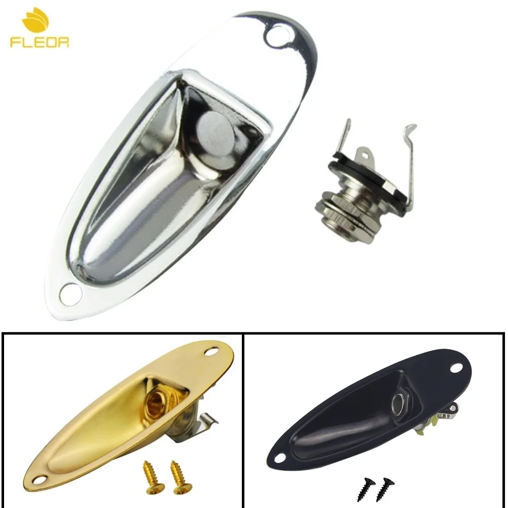 

FLEOR 1pcs Boat Guitar Jack 1/4" Input Output Jack Plate Socket 6.35mm Chrome/Golden/Black for FD Strat Style Guitar Parts