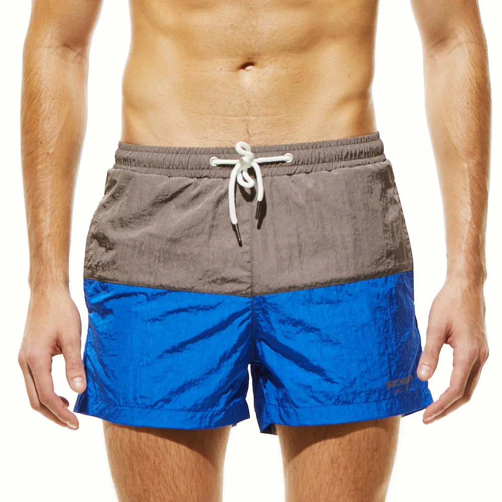 Seobean, мужские пляжные шорты, быстросохнущие, с задним карманом, мужские шорты для плавания, Лоскутные, для серфинга, бега, спортзала, шорты, de bain homme - Цвет: royal blue