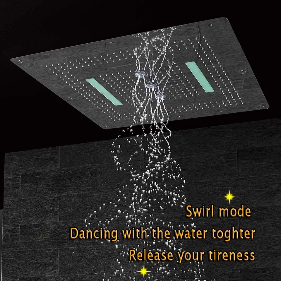Насадка для душа, светодиодный, потолочный, роскошный, 800x800 мм, для ванной комнаты, нержавеющая, верхний душ, большой, дождевой, водопад, вихревая занавеска, Большой дождь