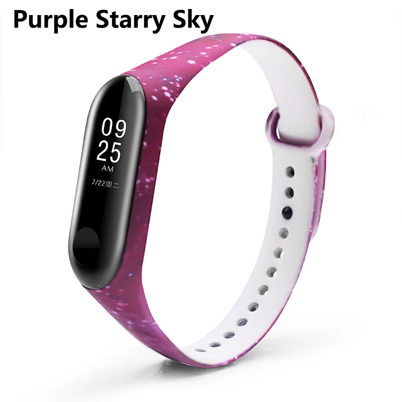 BOORUI новейший модный mi band 3 ремешок Силиконовый Модный высококачественный спортивный цветной ремешок на запястье для xiaomi mi 3 Смарт-браслеты - Цвет: Purple sky