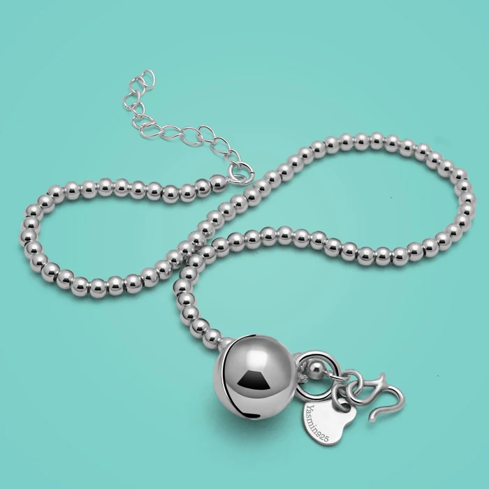 

New Summer Charm Accessories Women's 925 Sterling Silver Anklet Beads Bell Design Solid Silver Anklet Foot Jewelry Birthday Gift