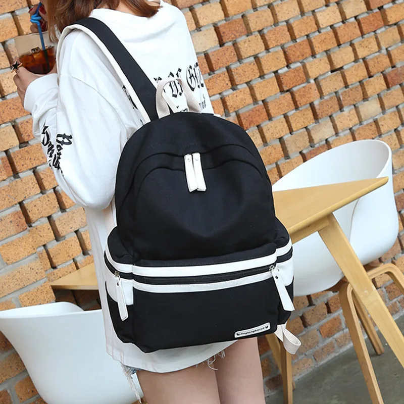 Women Canvas Backpacks Teen Girls School Back Backpack Female Striped ...