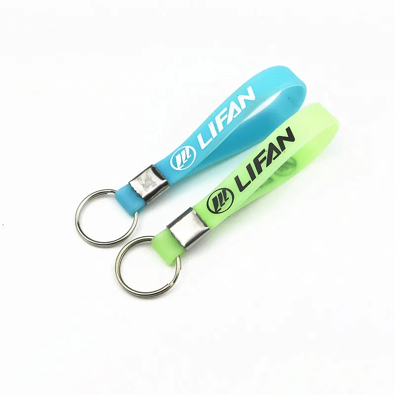 

New Luminous Car-Styling Silicone Keychain Car Sticker key ring For Lifan Solano X60 X50 520 620 320 Key Chain Accessories