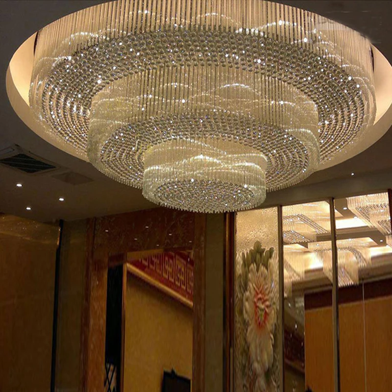 Потолочная лампа для гостиной круговая атмосфера led лобби освещение вилла отель клуб освещение для отелей Хрустальная Светодиодная лампа