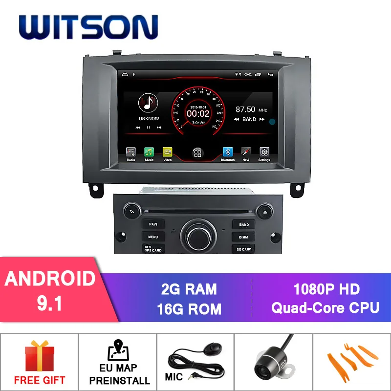 WITSON Android 9,1 автомобильный стерео gps для PEUGEOT 407 автомобильный dvd-плеер 1080P HD зеркальная связь/TPMS/DVR/OBD/4G поддержка модема