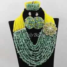 Очаровательные желтые африканские хрустальные бусины нигерийские Свадебные/Ювелирные украшения для вечеринки наборы свадебные ожерелья набор женский подарок AIJ458