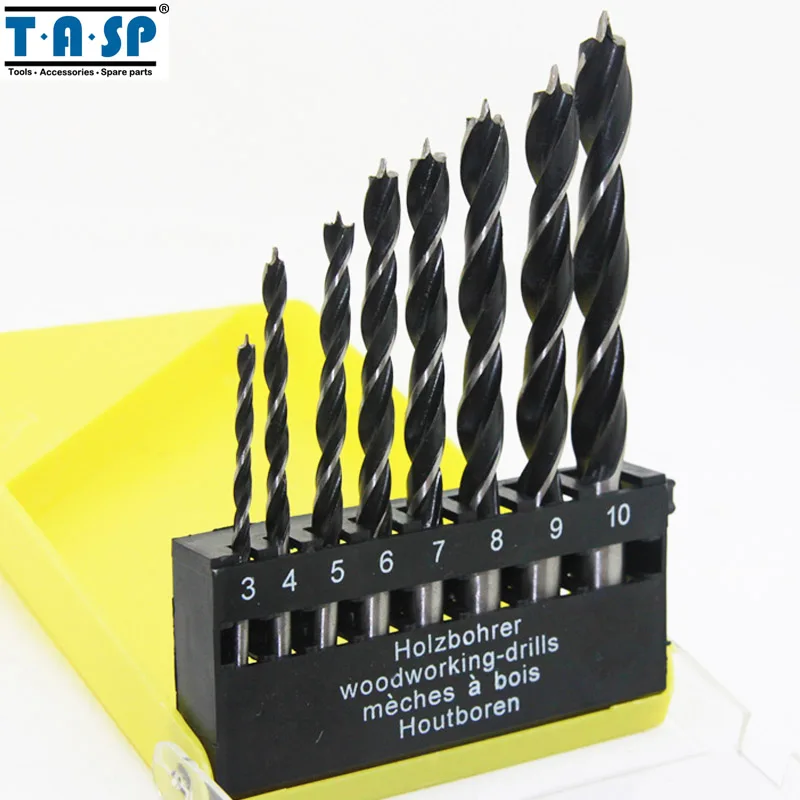 

TASP 8PC Brad Point Wood Drill Bit Set 3/4/5/6/7/8/9/10mm for Woodworking Power Tools Accessories