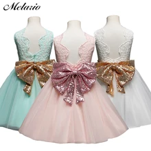 Melario/платье-пачка для маленьких девочек; костюм для детей; вечерние платья принцессы из тюля без рукавов на крестины и свадьбу; одежда для маленьких девочек
