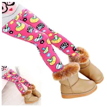 Теплые зимние обтягивающие леггинсы для девочек; плотные леггинсы с эластичной резинкой на талии; эластичные удобные штаны; цвет розовый; 110 см