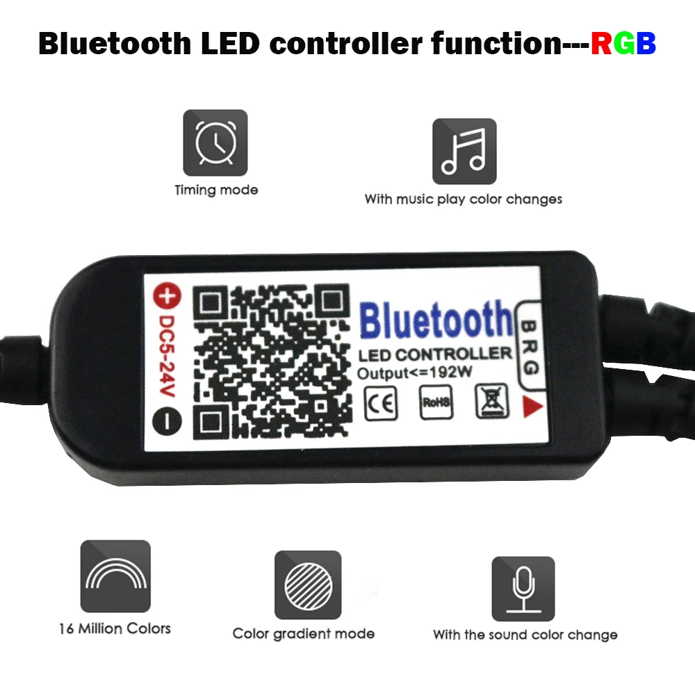 DC5V-24V Мини Bluetooth RBG светодиодный контроллер с 24 клавишами ИК-пульт дистанционного управления IOS/Android для 5050 SMD RBG светодиодный светильник JQ