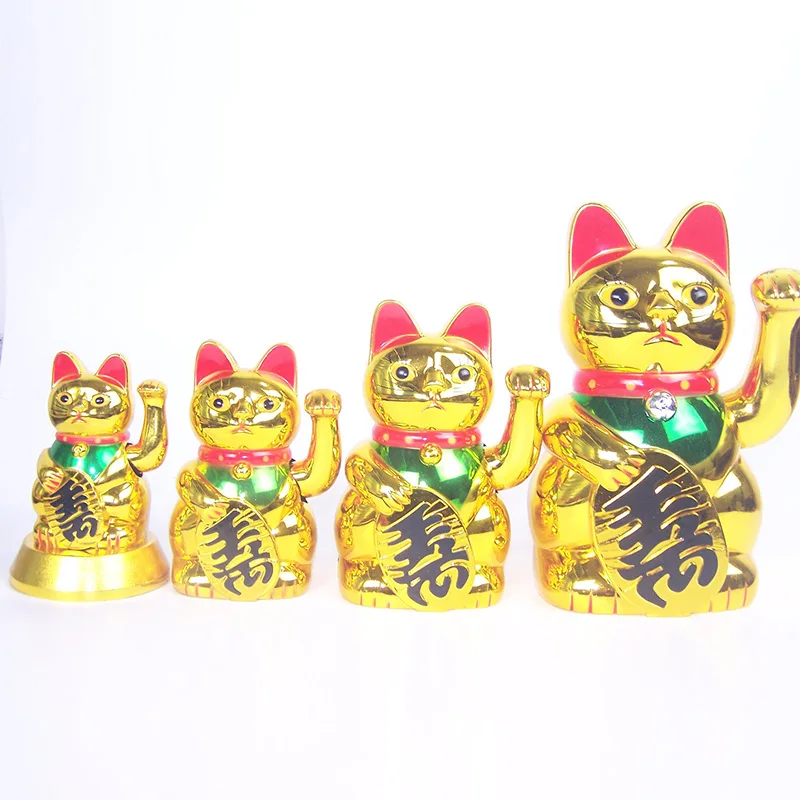 Золото Maneki Neko милый счастливый кот Электрический Ремесло Искусство домашний магазин отель украшения