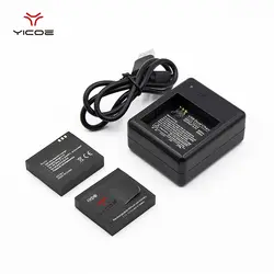 2 шт. 1010 мАч батарея xiaomi yi Re зарядное устройство в состоянии батарея Dual USB зарядное устройство для xiaomi yi версия 1 экшн-Спортивная камера xiaomi