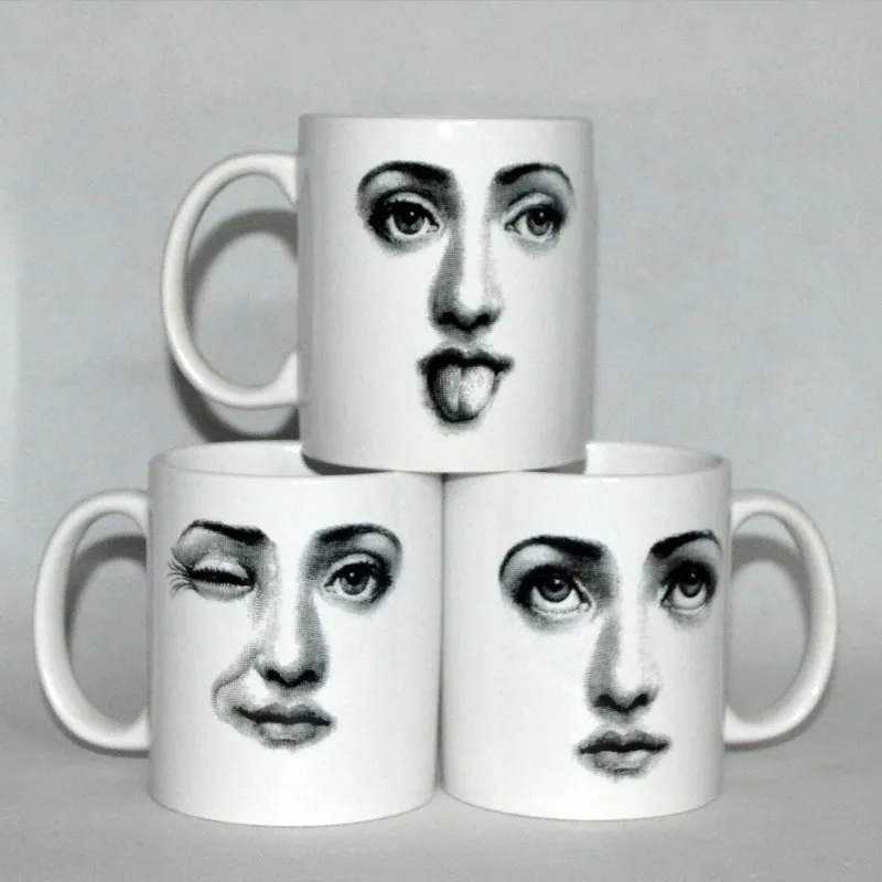 

301-400ml Classical Fornasetti Ceramic Mug Cup European Home Decorative For Living Room Drinkware Set Unique Gifts Souvenirs