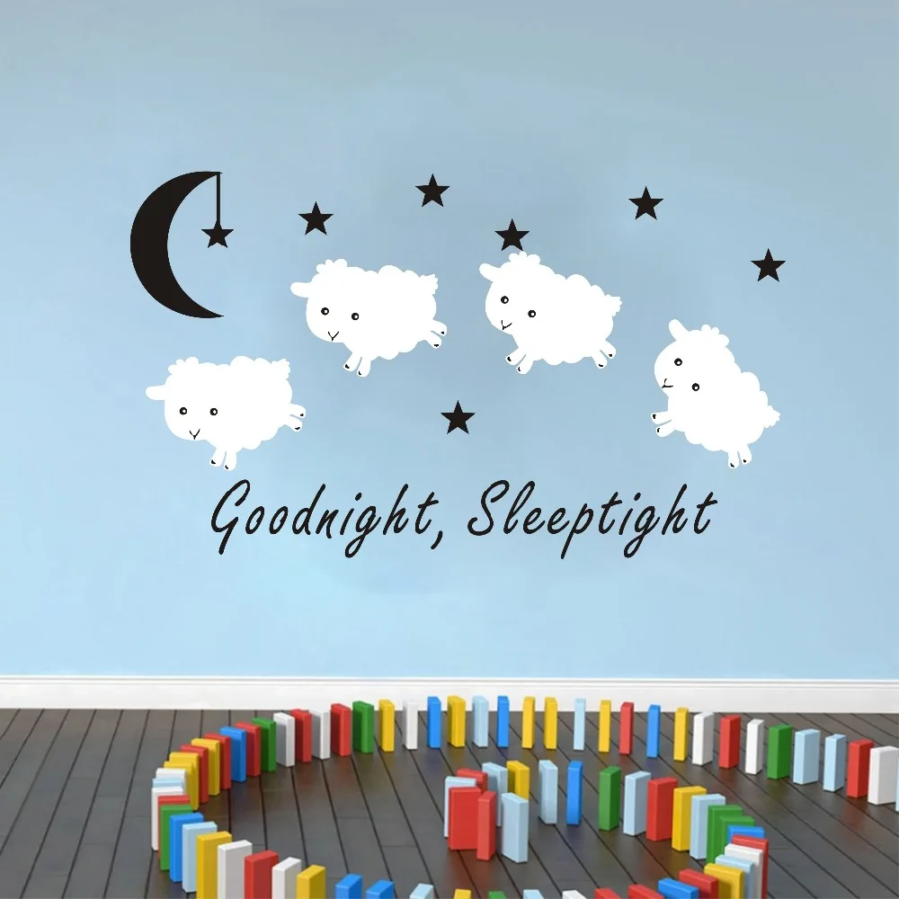 

New Arrival Goodnight Sleeptight Counting Sheep Neutral Wall Sticker Decal Nursery Baby Room Decoration