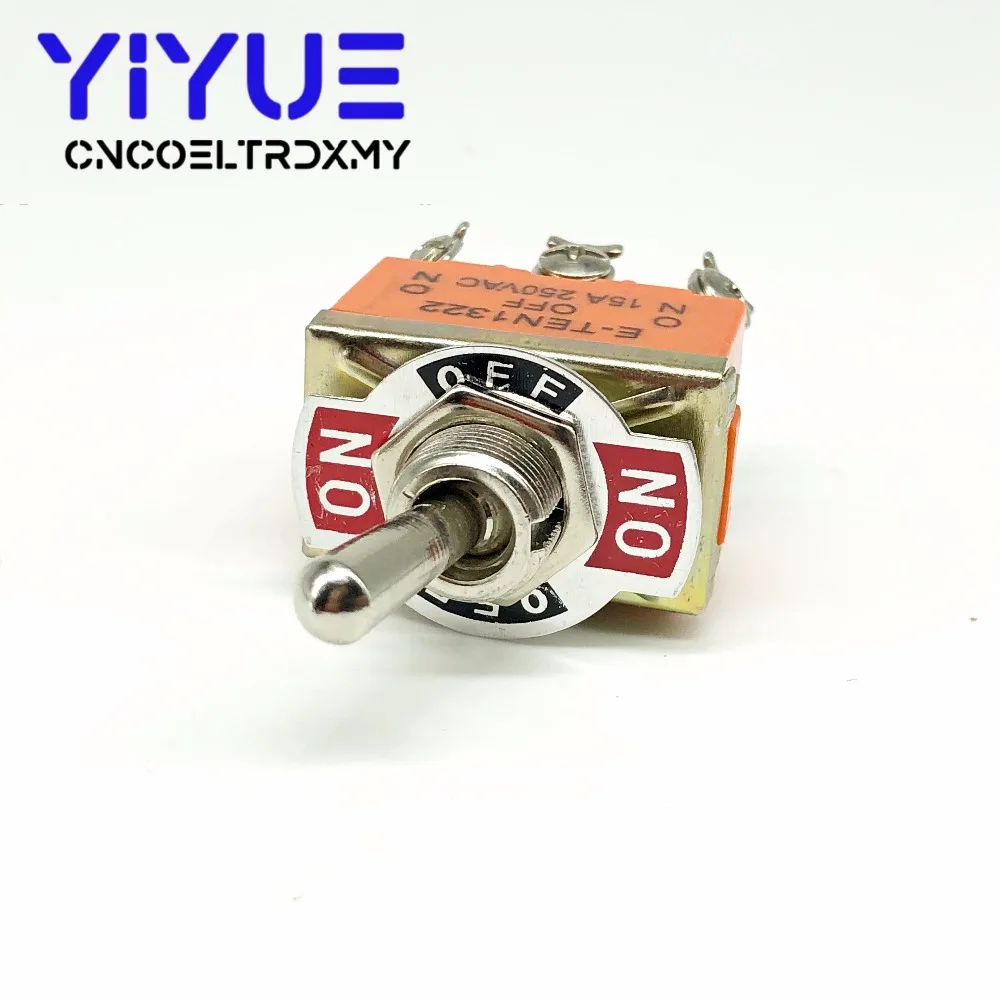 2PCS E-TEN1322 15A250V 6 pin Waterproof Switch Cap On-Off-On Miniature Toggle Switches orange (4)