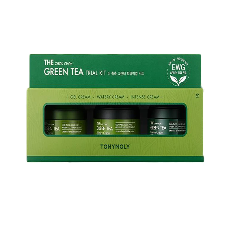 

Korea Cosmetics The Chok Chok Green Tea Trial Kit 3pcs Intense Moisturizing Cream Anti Wrinkle Whitening Cream Face Skin Care