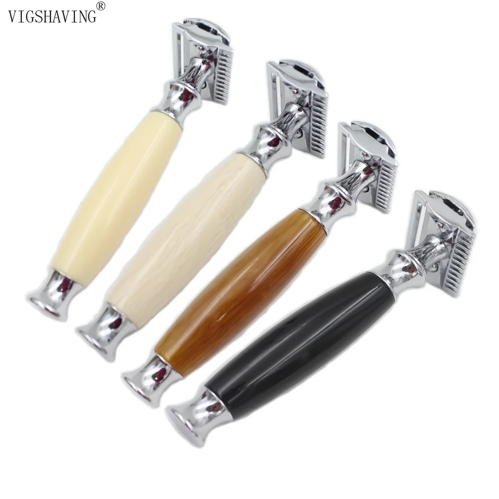 

Promotion Price 5 Different Color Resin Handle Chrome plated Open Comb Double Edge Shave Men Safety Razor