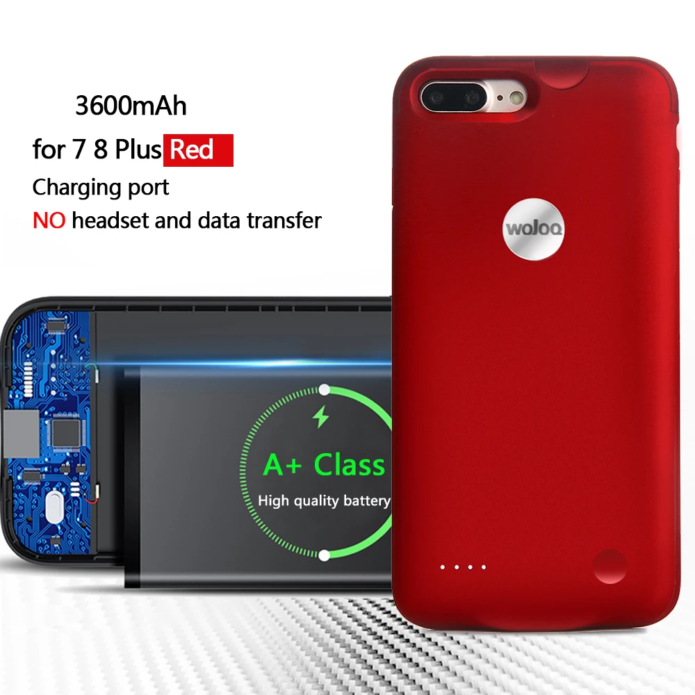 Чехол для зарядного устройства для iPhone 7 8 Plus, ультратонкий внешний аккумулятор, чехол для зарядки, расширенный внешний аккумулятор, чехол для iPhone7 2800/3600mah - Цвет: Red for 7 8 Plus
