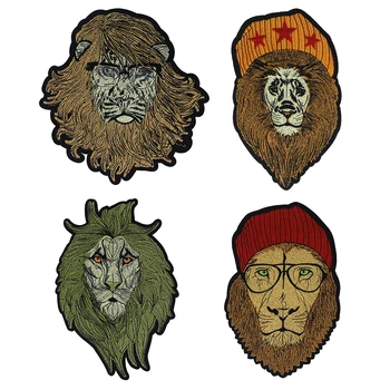 

Brand Lion Head Tiger Badges Embroidery Patches Applique Sew on T-shirt Clothes Garment Decorated Sewing Supplies 10 pieces