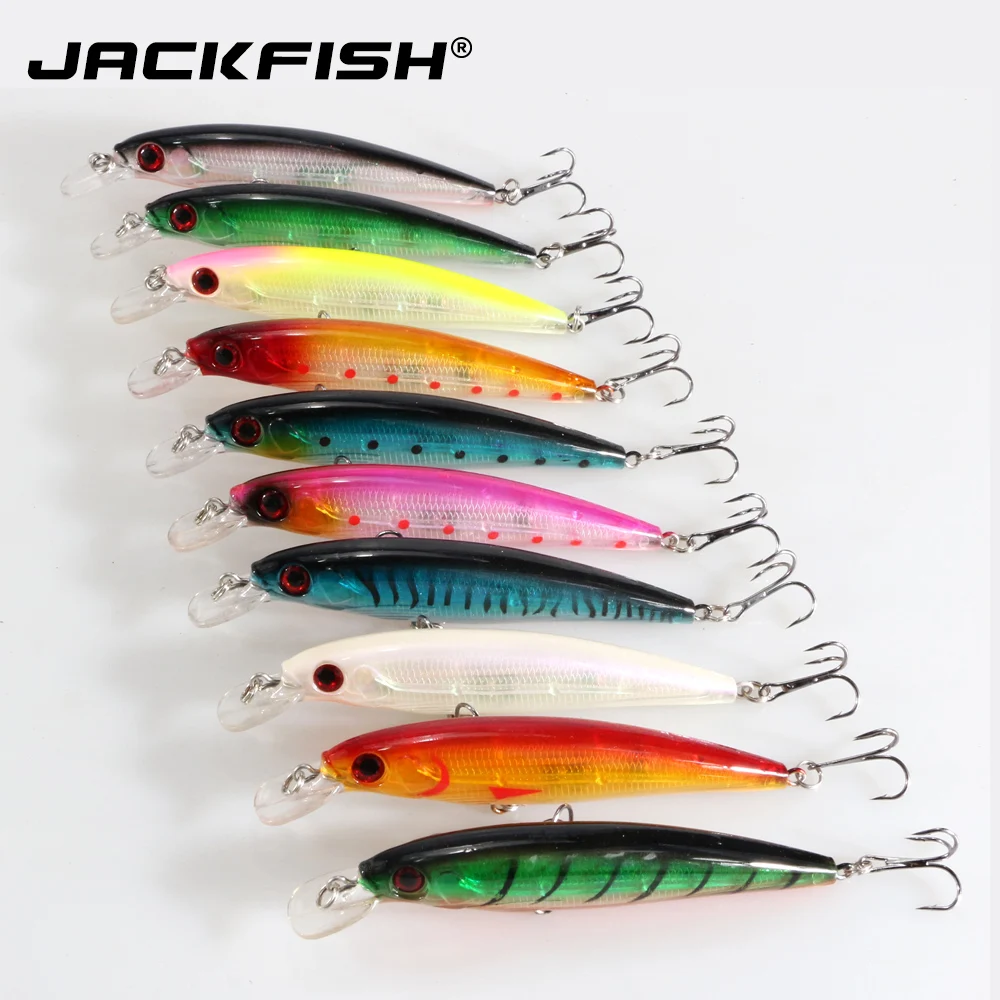 

JACKFISH hard minnow fishing lure 9.5cm/13g lure bait with 2 hooks diving depth 0.5-1.5m 10pcs/lot fishing lures fishing tackle