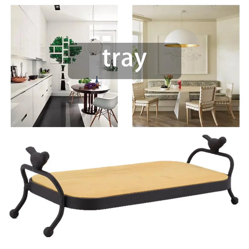 

Rustic Serving Trays Metal Handles Food Tea Coffee Tray Wooden Serving Trays for Parties