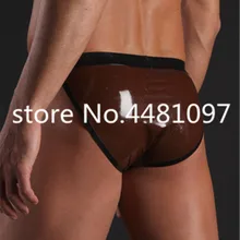 Пикантные Для Мужчин Латекс трусы резиновые нижнее белье настроить ручной работы коричневый с черным белье трусики cheeky panties