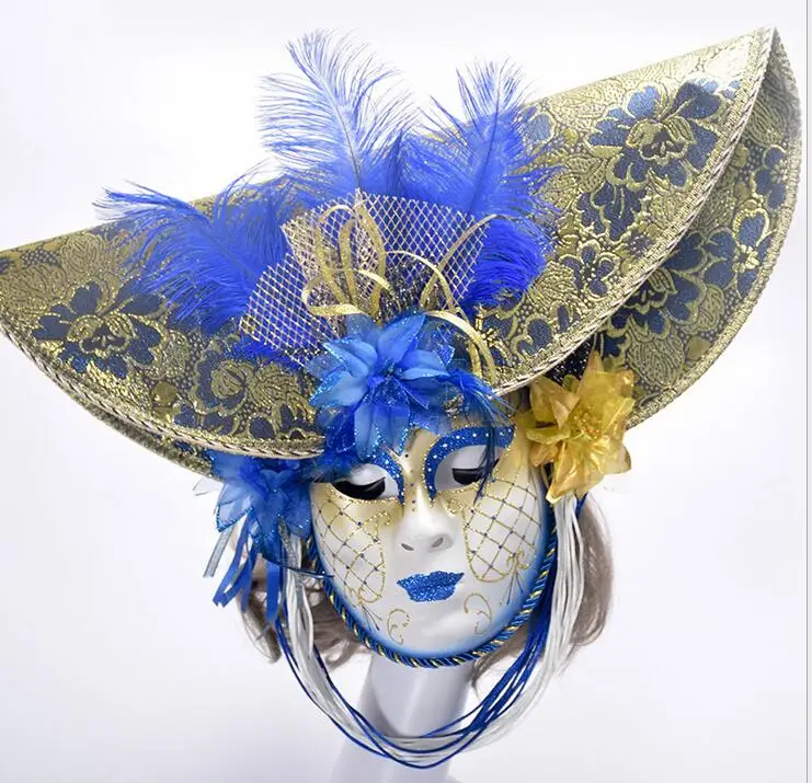Party Masks Venice Masquerade Anonymous mask With Coloured Drawing feather Venetian Costumes for Halloween Christmas | Дом и сад