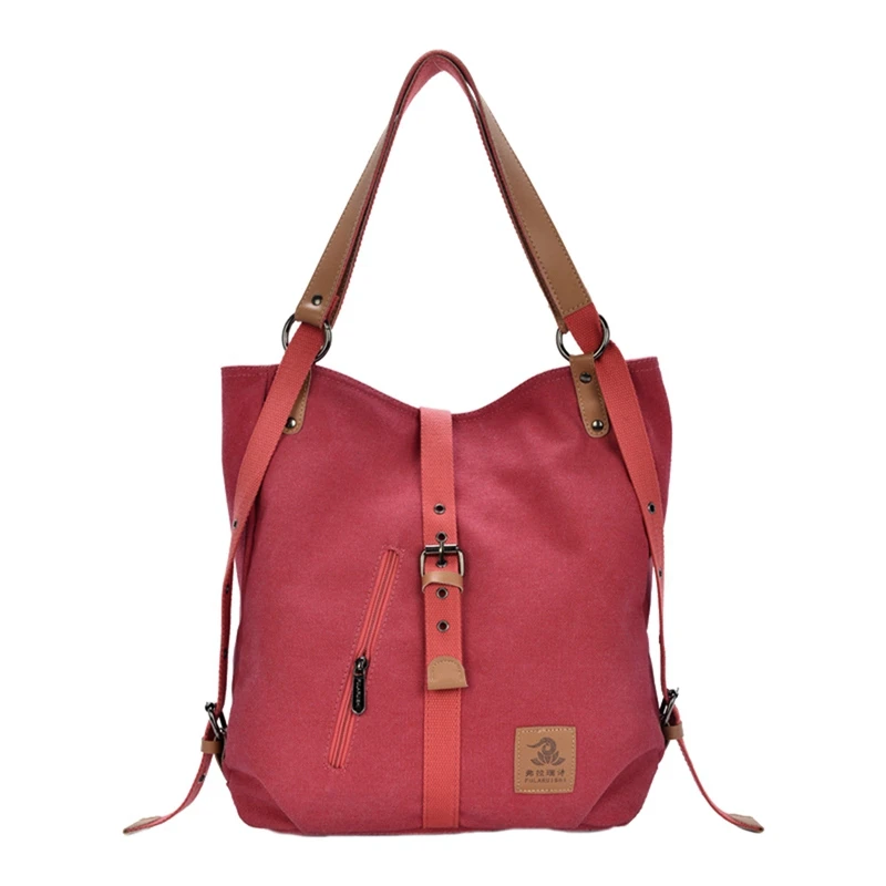 Women Fashion Casual Canvas Multifunctional Messenger Bag Red