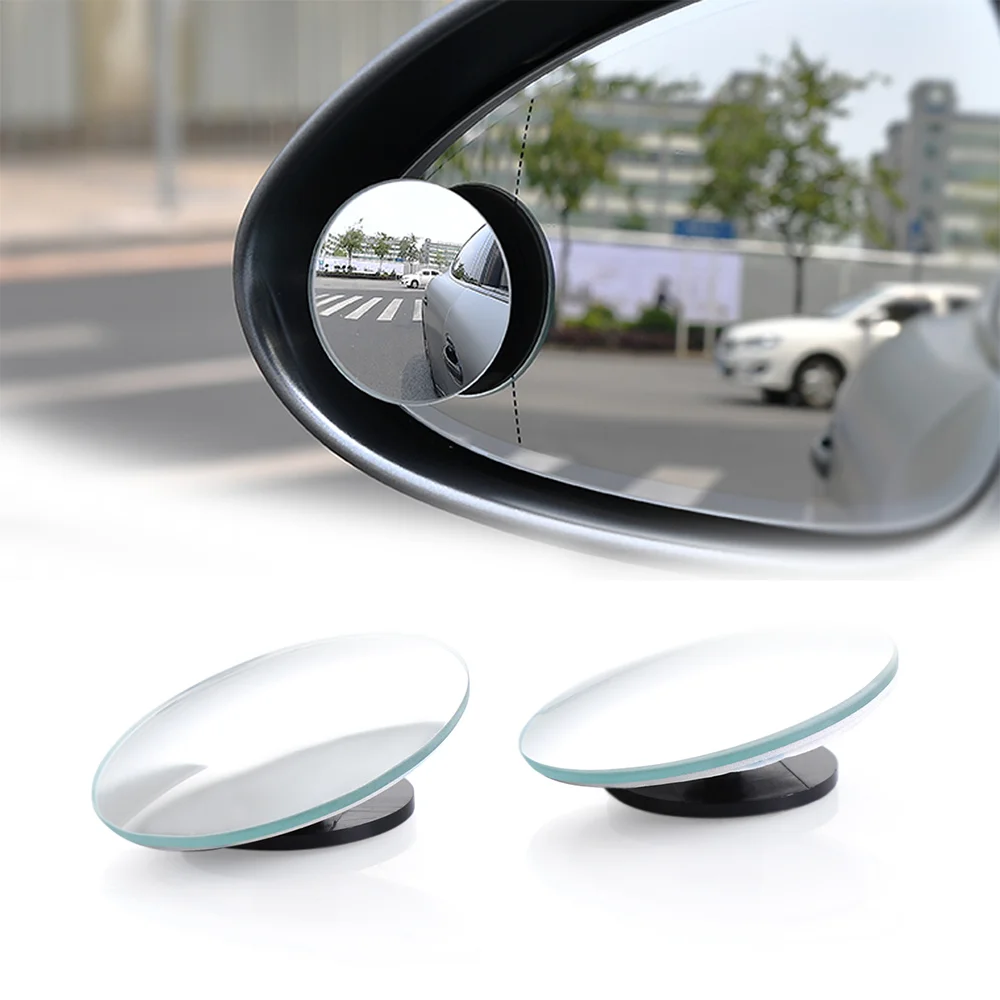 2pcs Car 360 Degree Framless Blind Spot Mirror Wide Angle Round Convex Mirror Small Round Side Blindspot Rearview Parking Mirror