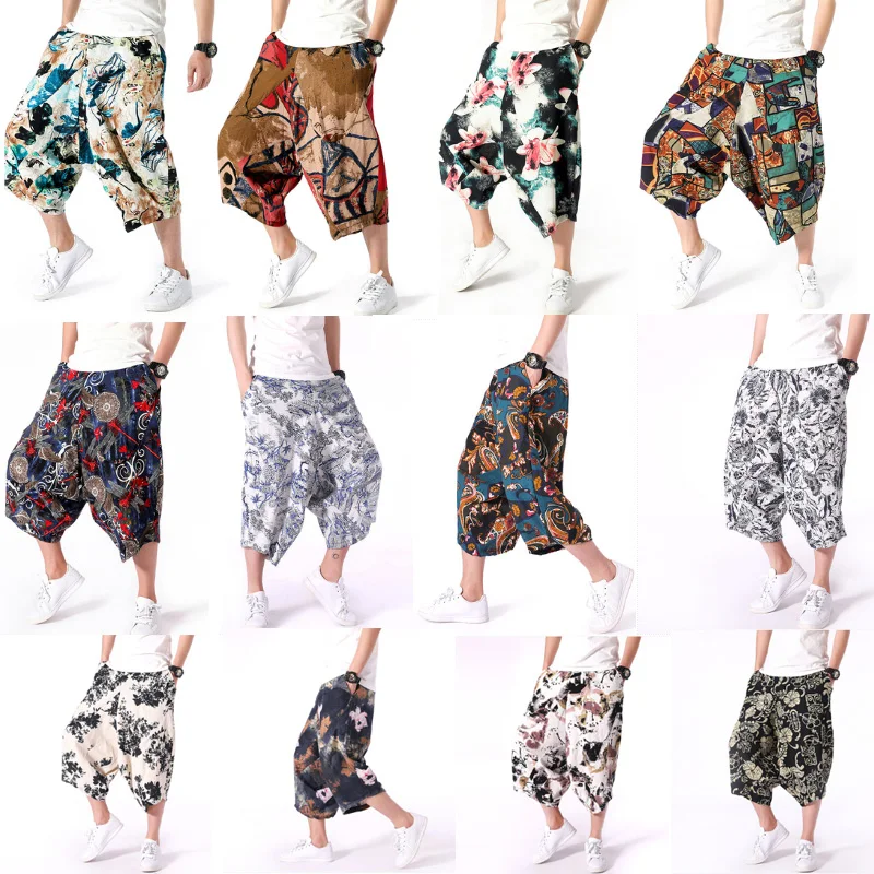 Popular 2019 Summer New Mens shorts Retro Printed Casual Fashion Jogger Knee Length Loose Streetwear Man Hip hop shorts Large size 5XL