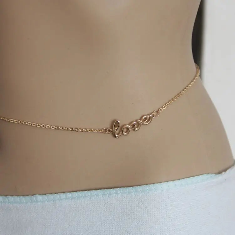 Summer Belly Chains Women Fashion Jewelry Stainless Steel Love For