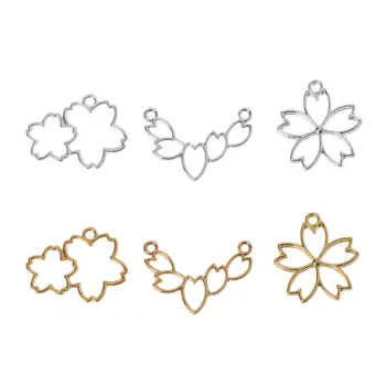 

Wholesale 3Pcs Cherry Flower Resin Frame Pendant Open Bezel Setting Resin Jewelry Making
