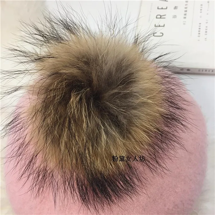 2018 Hat Female Autumn And Winter New Woolen Beret Raccoon Hair Ball Painter Hat Wild Fashion Cap For Women ACI102 (7)