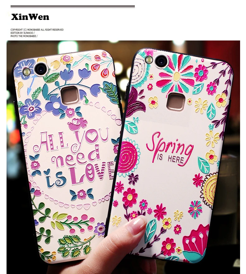 

XinWen luxury etui,coque,cover,case For HuaWei p10 lite p10lite / nova lite silicone Silicon tpu Relief Soft flower phone cases